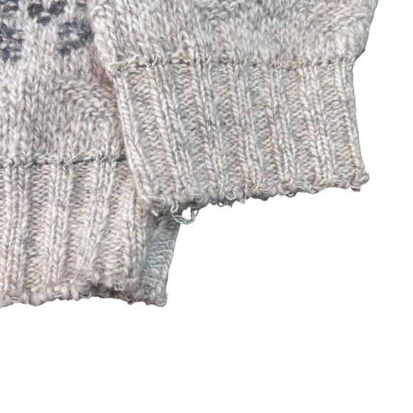 Vintage Eddie Bauer Mens Medium Fair Isle Knit Sweater Wool Blend Gray/Beige - Picture 5 of 5